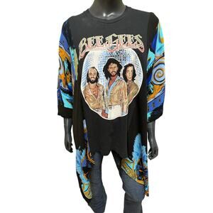 Bee Gees Custom Upcycled Band Tee Kimono Duster Top